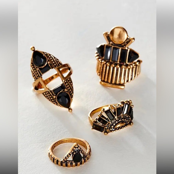 FREE PEOPLE Rhapsody Ring Set - Gold - Picture 1 of 4
